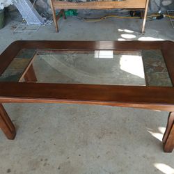 Beautiful Solid Wood Glass Marble Tile Coffee Table