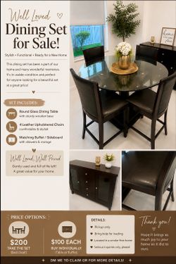 Dining table with 4 chairs  and console