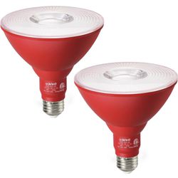 PAR38 Red Flood LED Light Bulbs Outdoor, 18W, E26 Base, 2 Pack