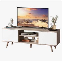 53.5" TV Stand for TVs up to 60", Modern TV Stand with Adjustable Shelf and Cabinets