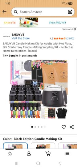 Candle Making Kit for Adults with Hot Plate, DIY Starter Soy Candle Making Supplies/Kit - Perfect as Home Decorations (Black