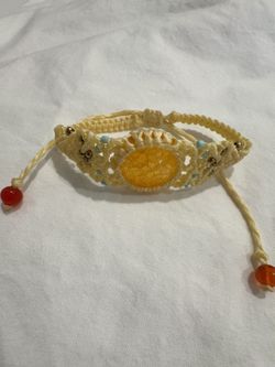 Phoenix Rising - Orange Agate Waxed Surfer Bracelet - Unisex