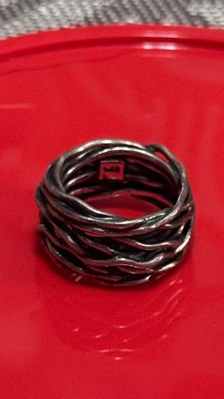 Sterling Silver chunky, oxidized wrapped nest Ring Absolutely Stunning 8.5 SZ.