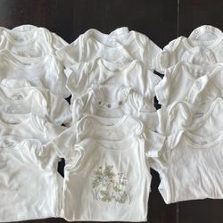 Baby White Onesies 6-9M