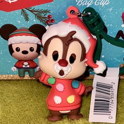 Disney CHIP N  “DALE” Figural Foam Bag Clip Christmas Seasonal Series 59 Mystery