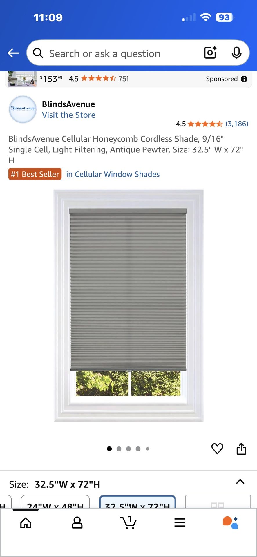 New cellular blackout blinds easy install no drilling or cord 32.5“ x 72“ great for a door