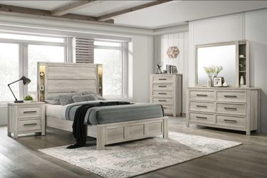 Modern Whitewash Bedroom Furniture Set