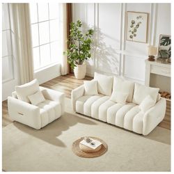 Sofa - Living Room Set: Beige. 