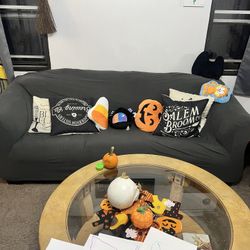 Three Seater Brown Cloth Couch