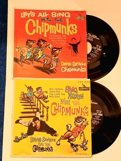 Record Lot (2) Vintage 7"  EP's Kids Records • Sing Along with the The Chipmunks