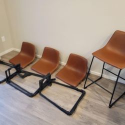4 Brown Faux Leather Barstools(Seat H26")_Brand New Unassembled 