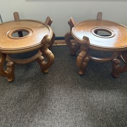 2 solid wood plant stands