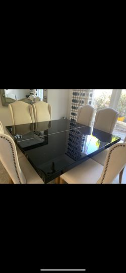 Black Marble Kitchen Dining Room Table