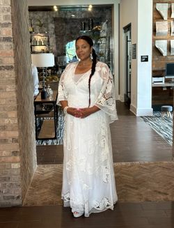 ASOS DESIGN Curve Amelia cutwork embroidered wedding dress with kimono sleeve