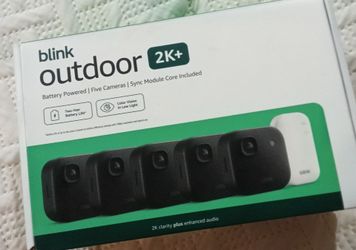 Blink Outdoor 2K+ Wireless Smart Security Camera, 2K Video Resolution, Enhanced Audio, Sync Module Core Included. 5 Camera System - Black