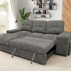 Kevin Sectional With Pull-Out Bed, Couch Livingroom Sofa Blackfriday Christmast Holiday Elyza Ashley Comfy Comfortable  Ottoman 