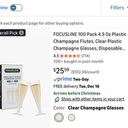 Clear, Plastic Champagne, Flutes