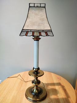 Mid Century Candlestick Brass Lamp
