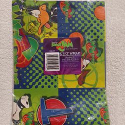 Vintage Looney tunes two sheets space jam gift wrap