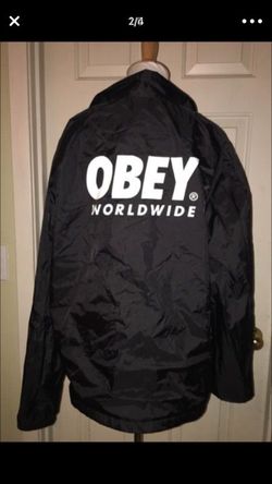 Men's size large obey black windbreaker jacket
