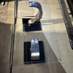Modern Glass & Metal End Tables – Set of 2 – Contemporary Accent Tables