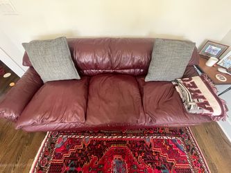 Burgundy Leather 3-Seat Sofa
