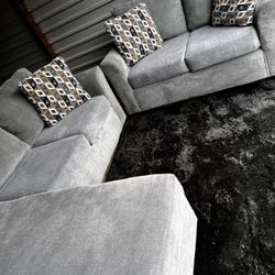 Nice Grey 2pc Sectional And Sofa