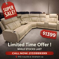 Beige Breathing Leather 3-Piece Living Room Recliner Sectional Sofa set