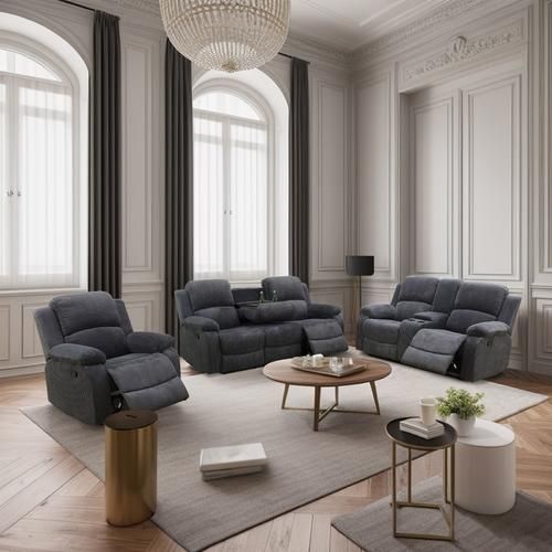 Dark Grey Recliner Sofa Set