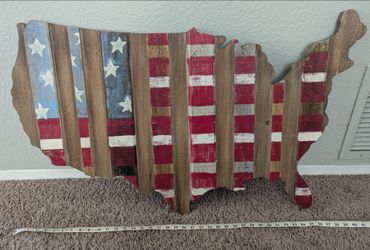 Americana United States Flag Farmhouse Home Decor Hand Painted Stars and Stripes Wood Quilt