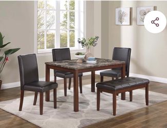 Brand New Dining Set with Bench and Chairs