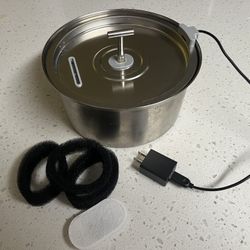 Cat Water Fountain Stainless Steel: Automatic Pet Water Fountain Dog Water Dispenser with Water Level Window, 108oz/3.2L for Cats Inside