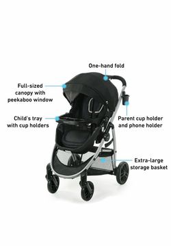 Graco Modes Pramette strollers - Pierce: Full- Size 50 lbs Capacity l, One- Hand Fold, Removable Cup Holder