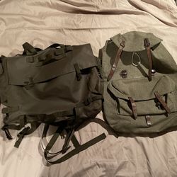 MILITARY  WATERPROOF RUCKSACK & HEAVY DUTY CANVAS PACK with Leather Strappings