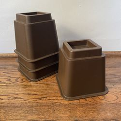 Risers furniture bed cabinet spacers brown heavy duty sturdy set of 4 small 