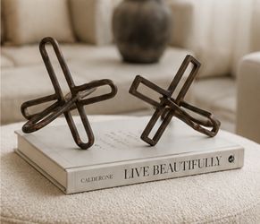 Set of 2 Modern Metal Sculptures – Designer Home Decor