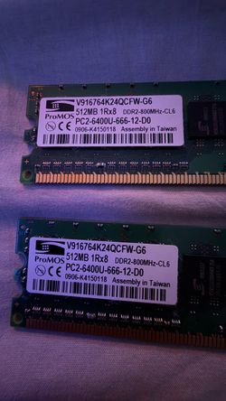 ProMOS 512MB DDR2-800 Desktop RAM – 2 Sticks