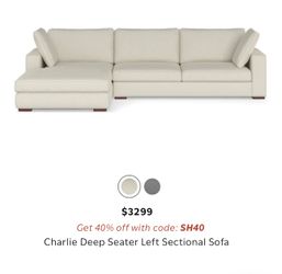Simplihome Charlie Deep Seater Left Sectional Sofa – NEW