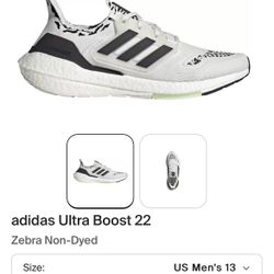 Adidas Ultra Boost 22 Zebra Size 13 Used 