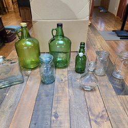 Cool Vintage Glass Bottles Jars Set