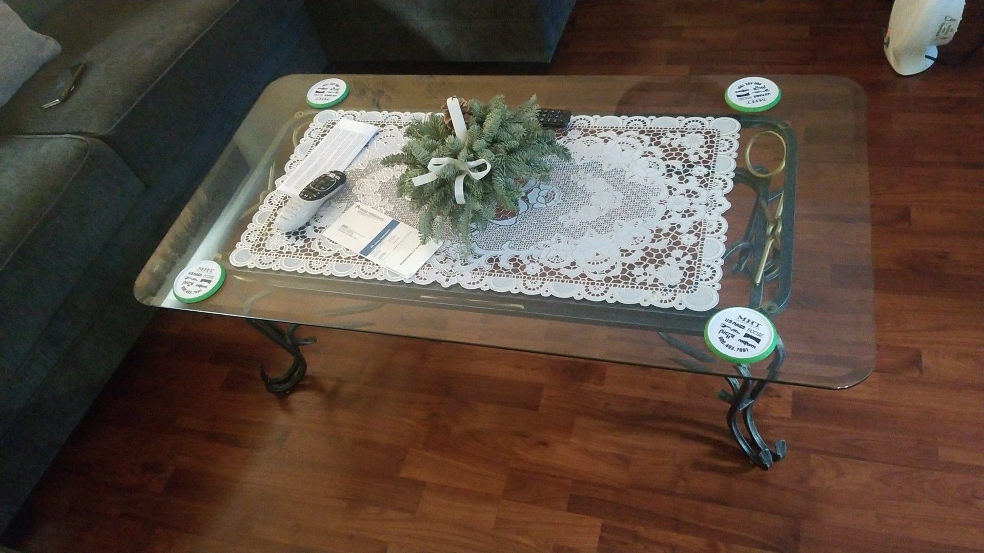 Glass top end tables and coffee table