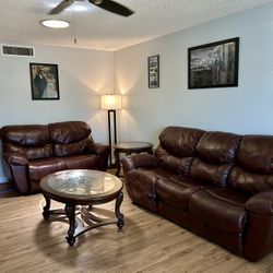 Brown Leather Couches - Reclining Set