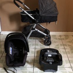 LIKE NEW EVENFLO PIVOT MODULAR TRAVEL SYSTEM STROLLER CAR SEAT AND BASSINET 3 IN 1