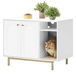 Cat Litter Box Enclosure Hidden Litter Box Cabinet 