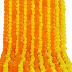 5ft Faux Marigold Garlands – Orange/Yellow. Perfect for weddings, parties, Diwali, or home décor.