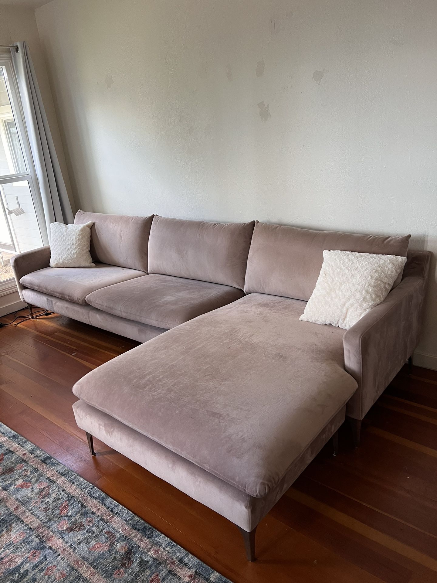 Sofa Sectional Down Wrapped Foam Core Cushions Like New