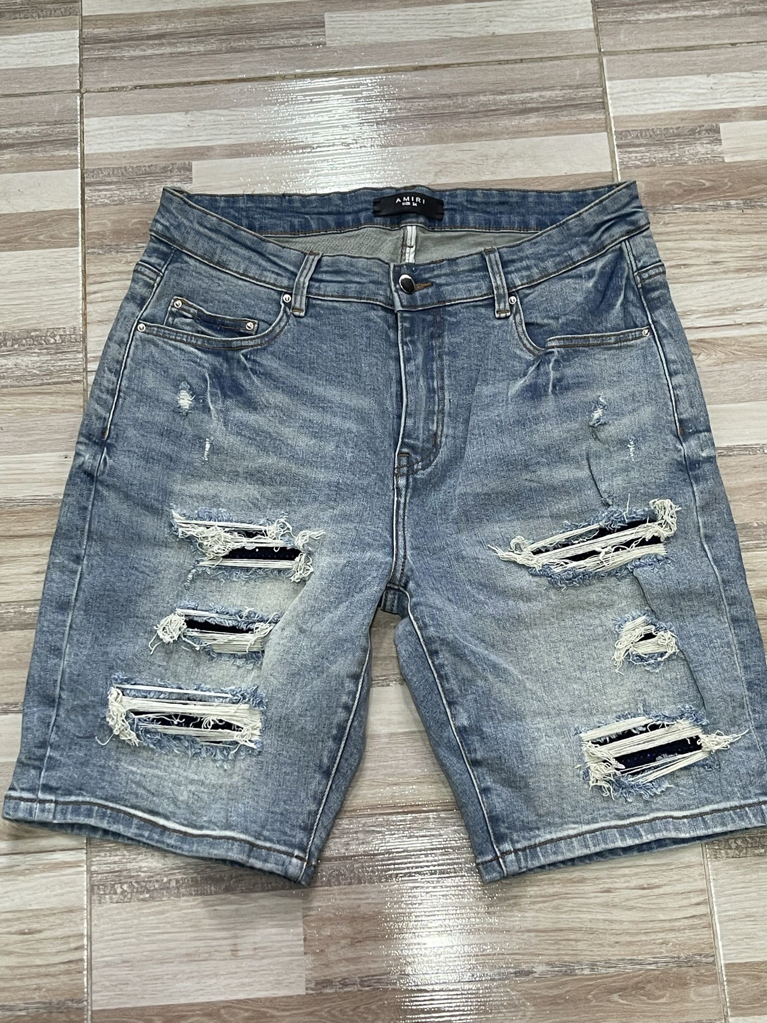 Amiri Crystal Jean Shorts