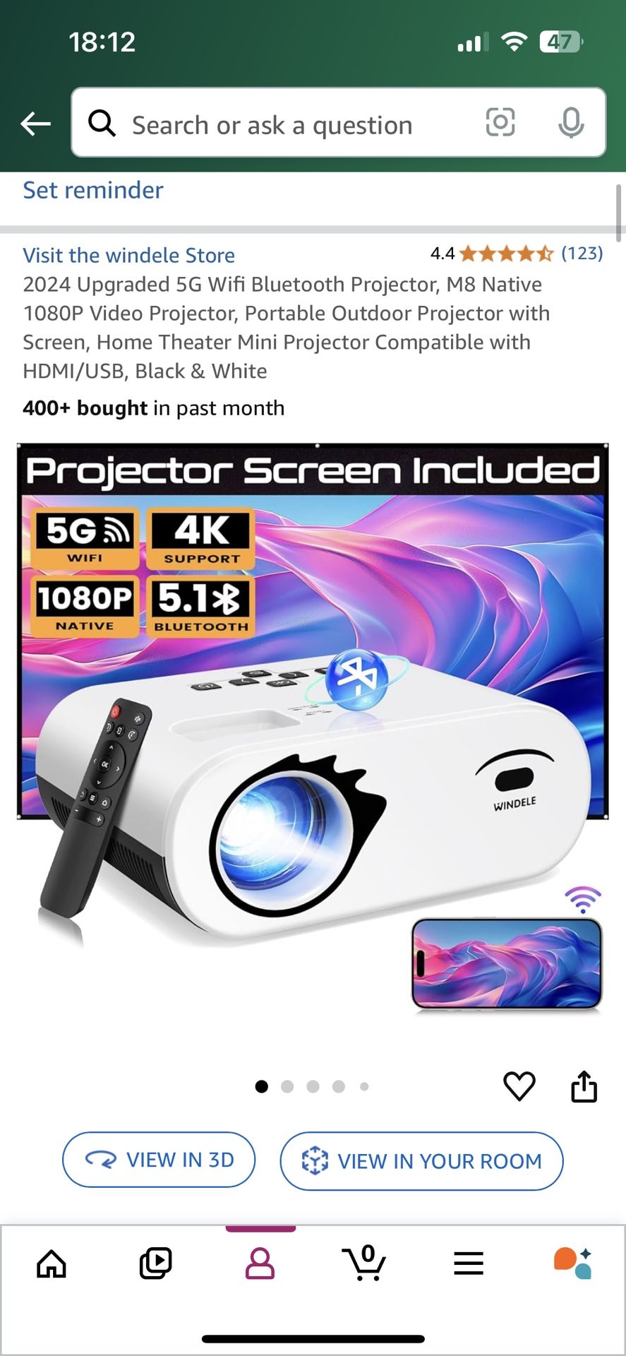 2024 Upgraded 5G Wifi Bluetooth Projector, M8 Native 1080P Video Projector, Portable Outdoor Projector with Screen, Home Theater Mini Projector Compat