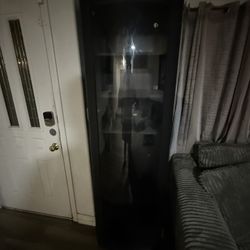 2 Modern Black Glass Display Cabinet with Shelves and Light