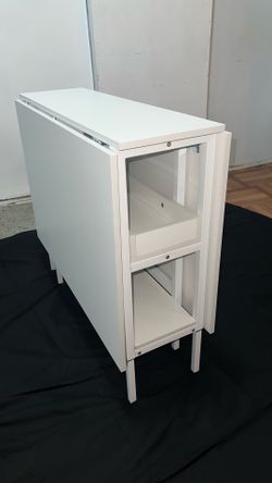 Height Adjustable Foldable Table with Storage Shelves